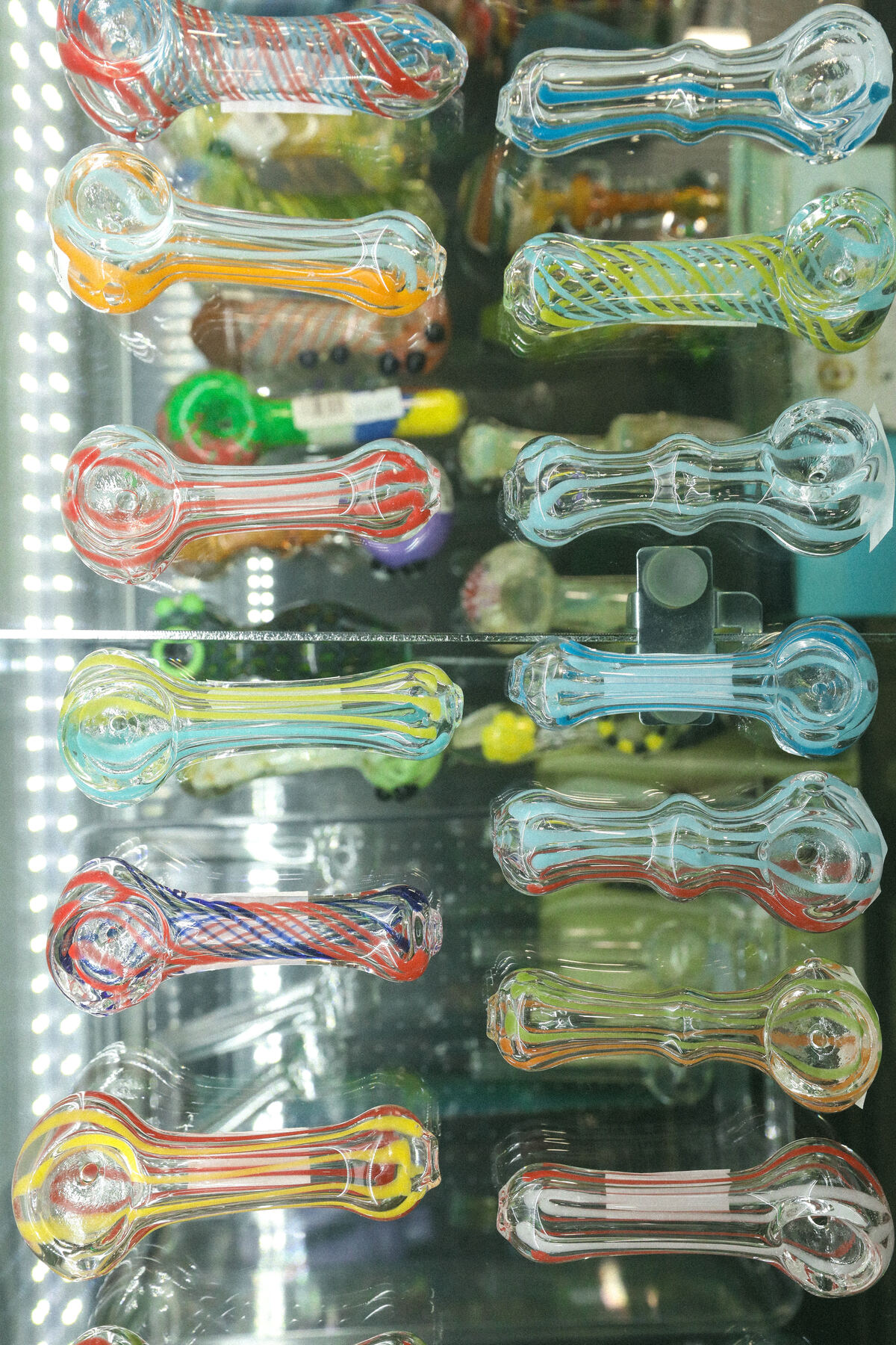 Glass pipes at PUFFZ Smoke Shop Tampa